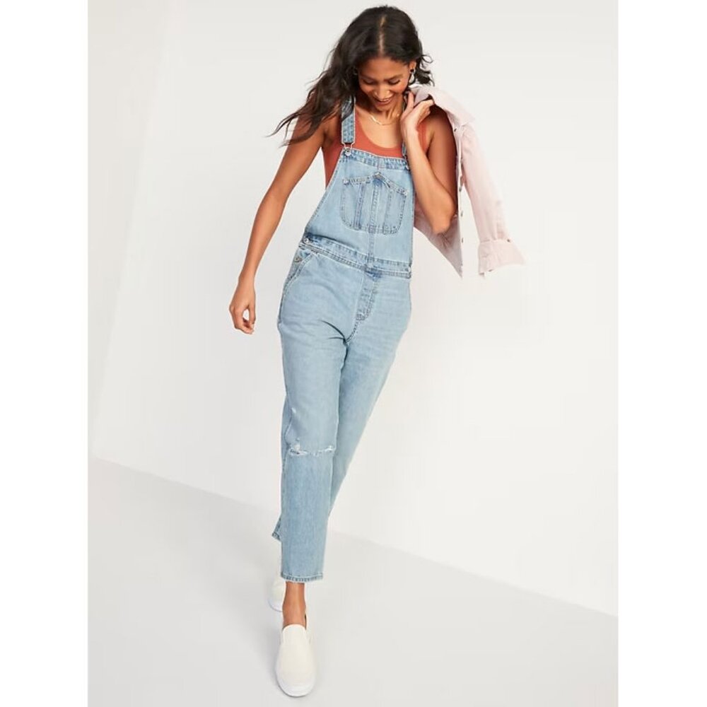 Slouchy Straight Ripped Workwear Jean Overalls
